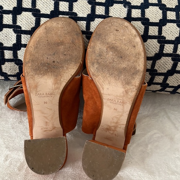 ZARA Faux Suede Leather High Heel Sandals With Buckle Wraparound Strap Tan 6US - Picture 8 of 11